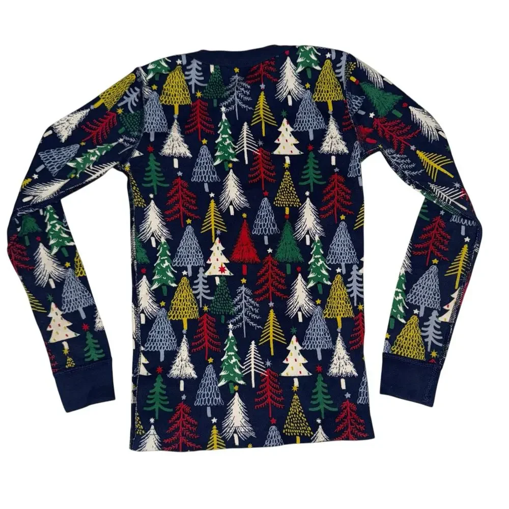 Hanna Andersson Christmas Pajamas Kids Sz 8 Organic Cotton Trees Holiday Festive